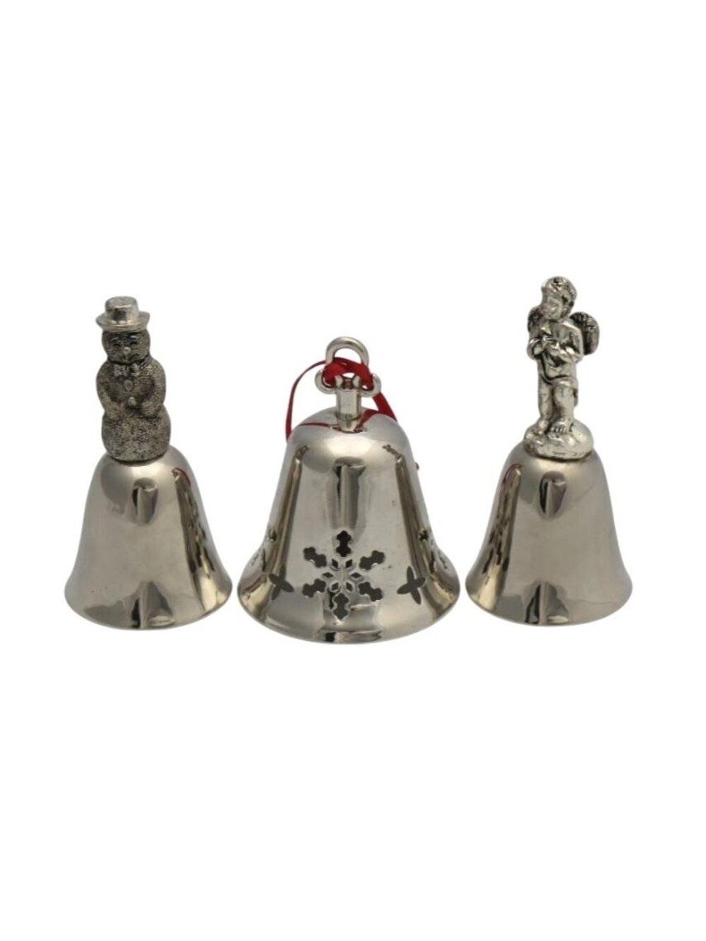 Vintage Royal Gallery Silver Plated Snowflake Bell Snowman Bell Angel Bell